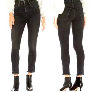 Free People We the Free Black Flare Jeans with raw edge‎ hem Size 28